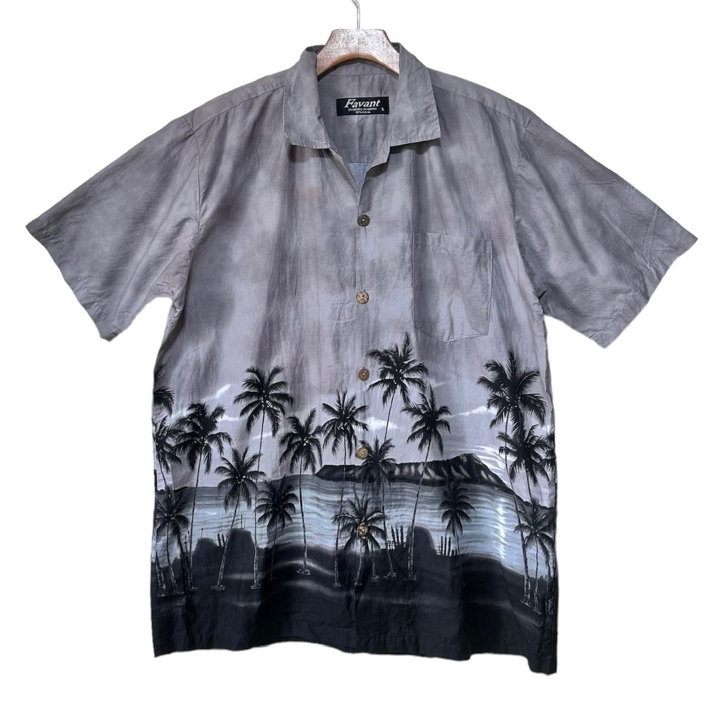 Favant Designed In Hawaii Men’s Palm Tree Casual Comfy Cotton Button Down Shirt